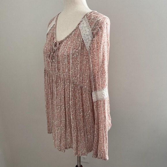 Boho Peasant Bell Sleeve Tunic Top Cottagecore Peasant Festival Hippie Romantic - Picture 4 of 10